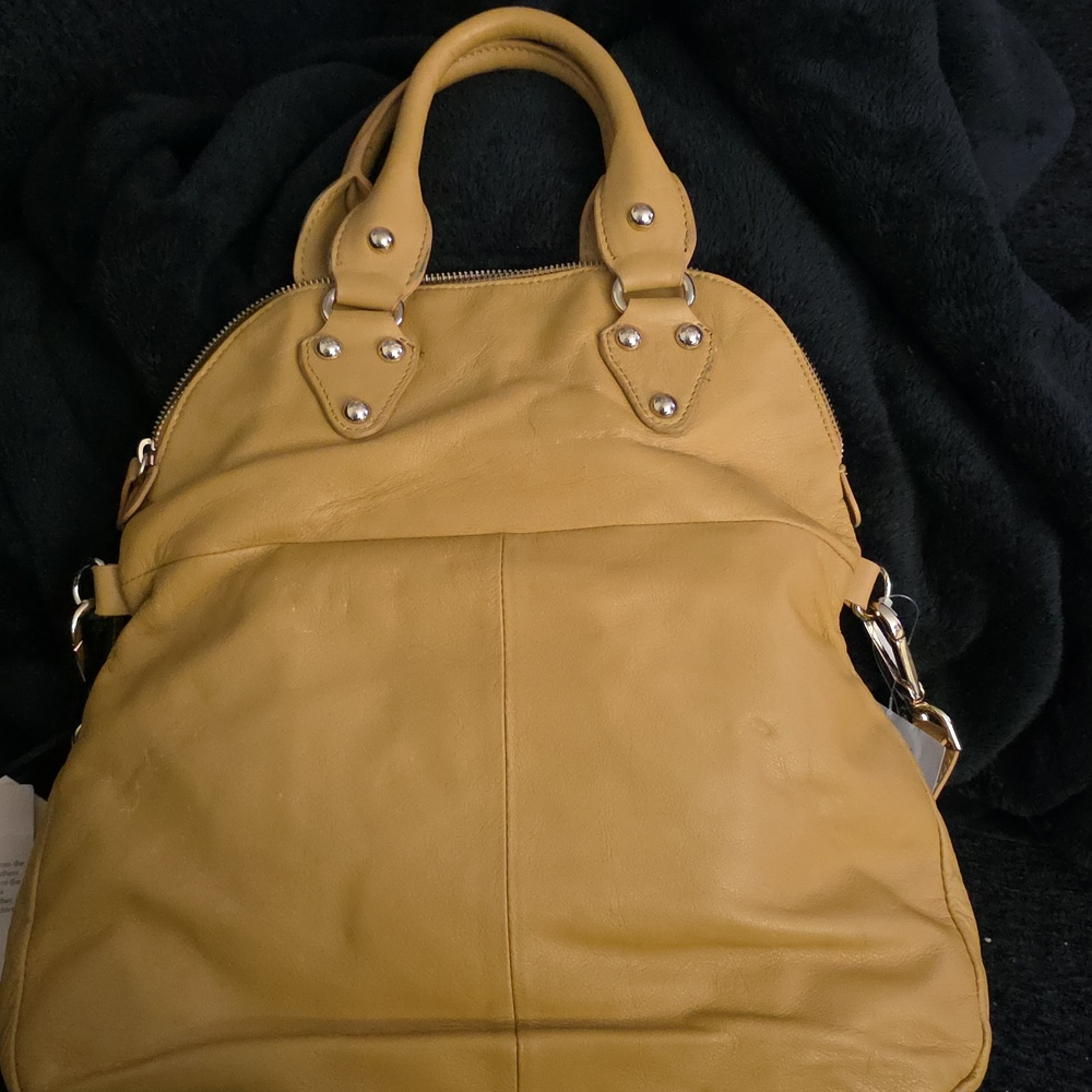 Unknown Brand Mustard Yellow Leather Satchel Bag - Picture 2 of 2